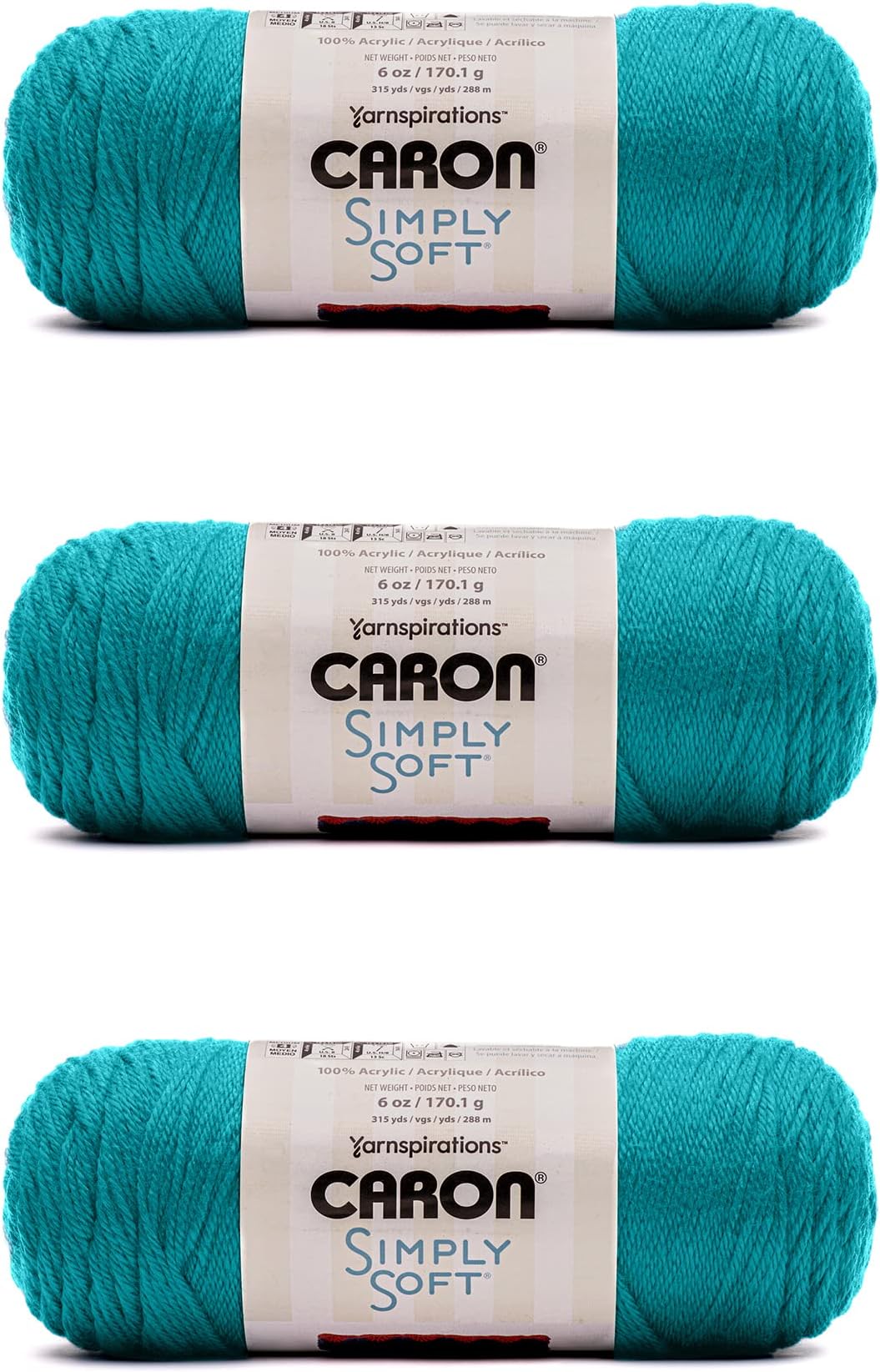 Lotto Da 3 Gomitoli - Filato Caron Simply Soft Brites Berry Blue (H9700B-9609) - Acrilico Peso 4 Per Uncinetto E Maglia