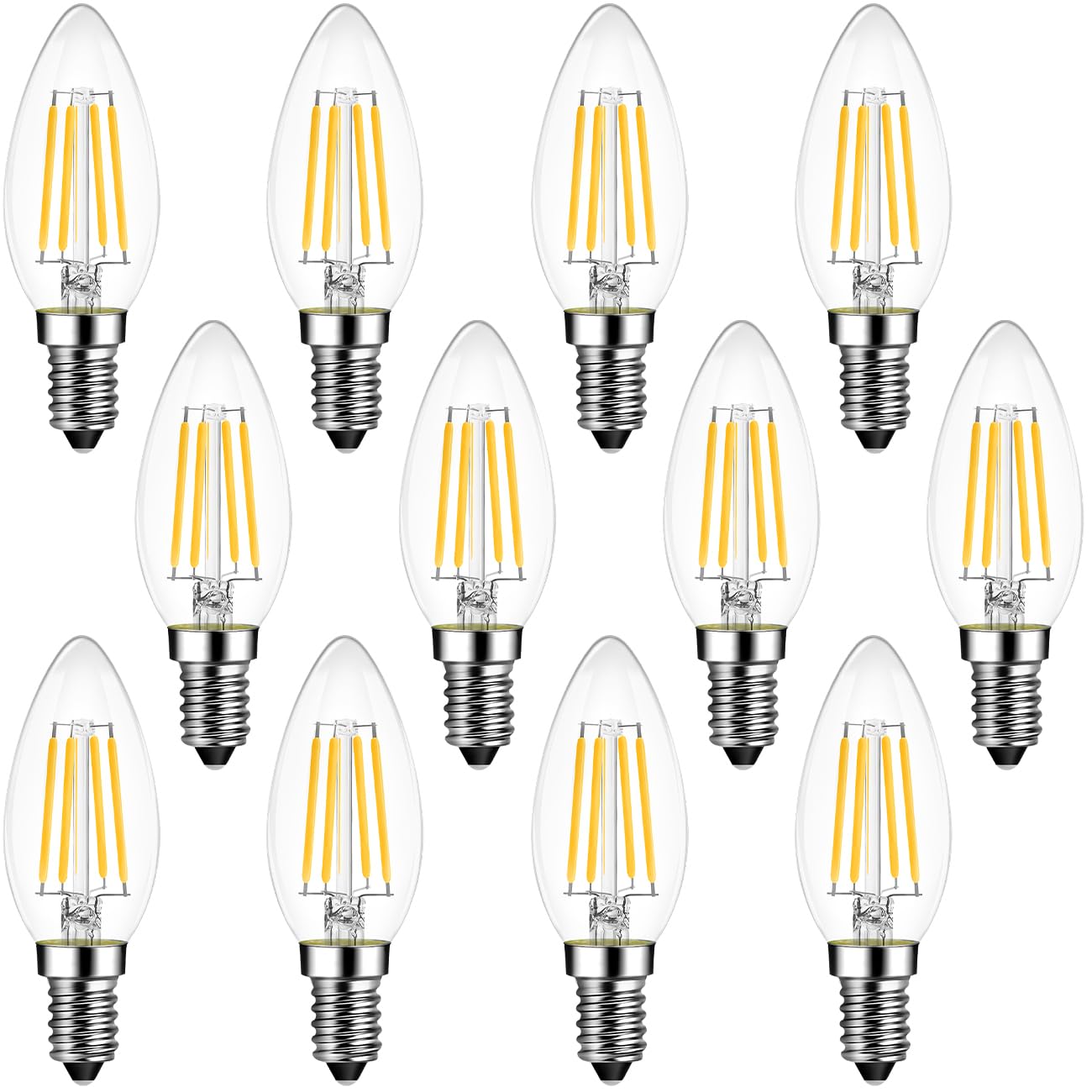 Anwio Warm White E14 Led Bulbs,E14 Led Light Bulb 40W Incandescent Equivalent Led Candle Bulbs Small Screw,C35 4W Ses Small Edison Led Bulb, 2700K, 470Lm,Non-Dimmable (6 Pack)