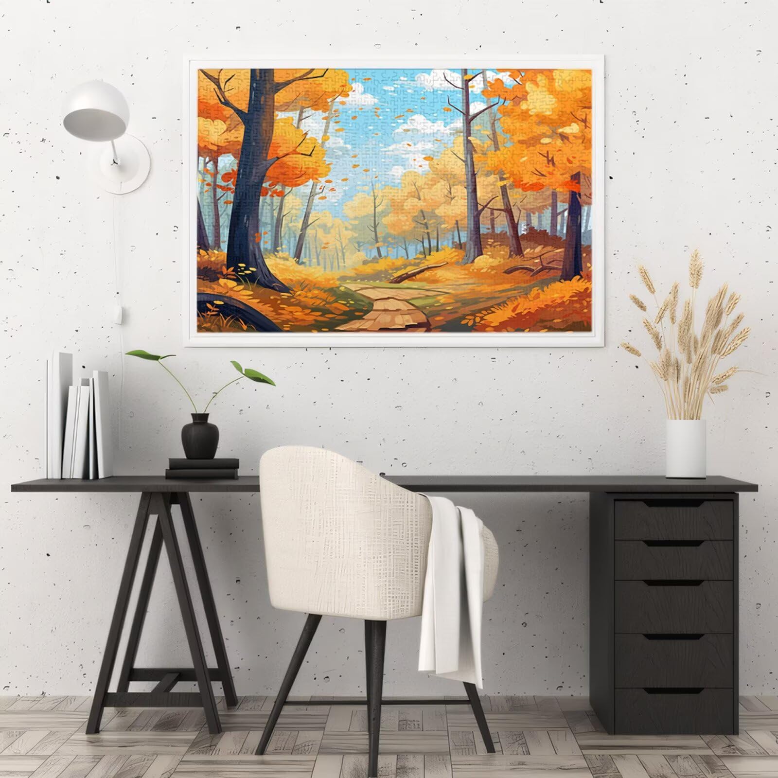 5000 sztuk puzzli dla dorosłych, kreatywne niemożliwe puzzle dla dorosłych początkujących, duża drewniana układanka z plakatem i pudełkiem do przechowywania, prezenty dla kobiet, motyw: jesień i