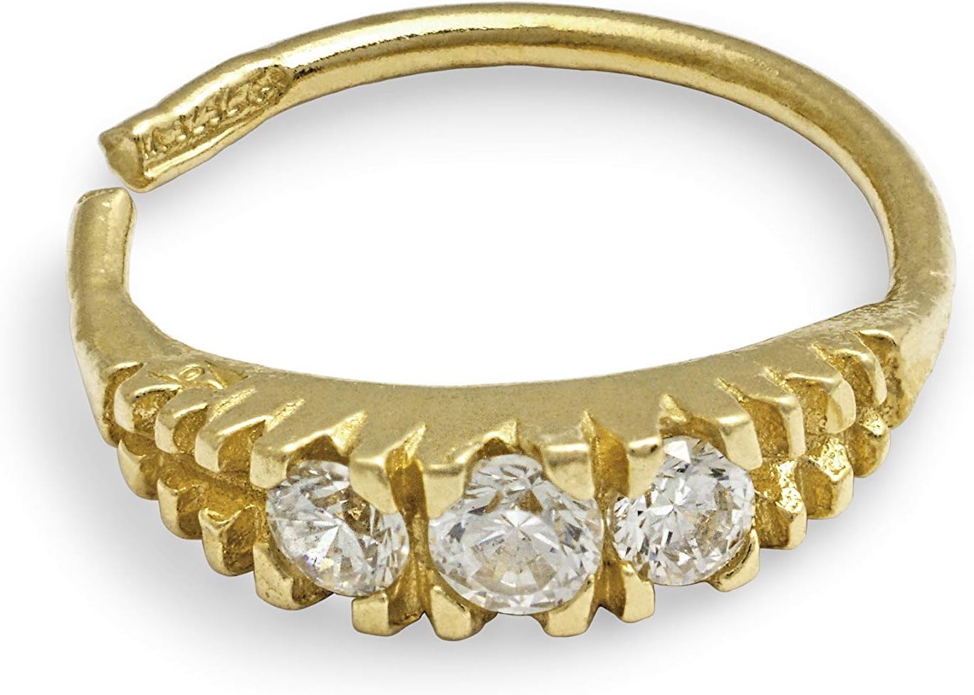 Mia Gioielli - Nose Ring jewellery, nose ring piercing 18ct yellow gold, hypoallergenic, 8x0.8mm