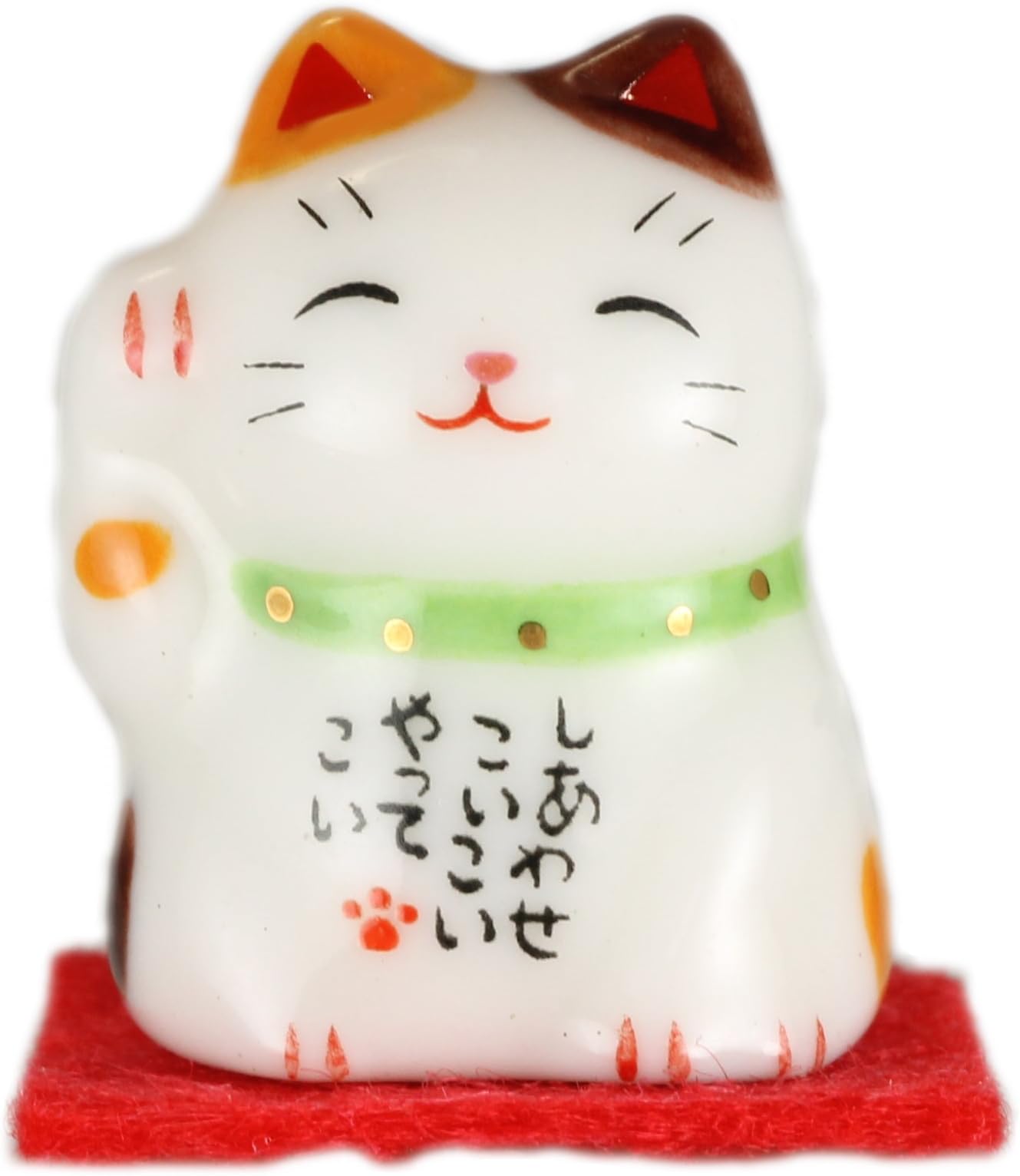 Lucky Cat Mini Maneki Neko Model 7146 (White & Brown)