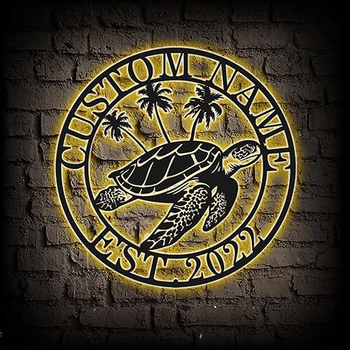Miniatura 5 de Letrero de metal personalizado de tortuga de palmera y mar, letrero de metal personalizado de tortuga de palmera de playa, letrero de tortuga