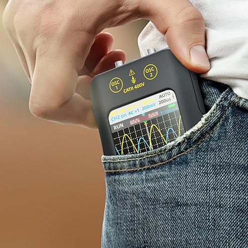 Miniatura 8 de BSIDE Osciloscopio de mano de 2 canales 50 MHz de ancho de banda digital de alcance probador, pantalla táctil de visión completa de 3.98 pulgadas