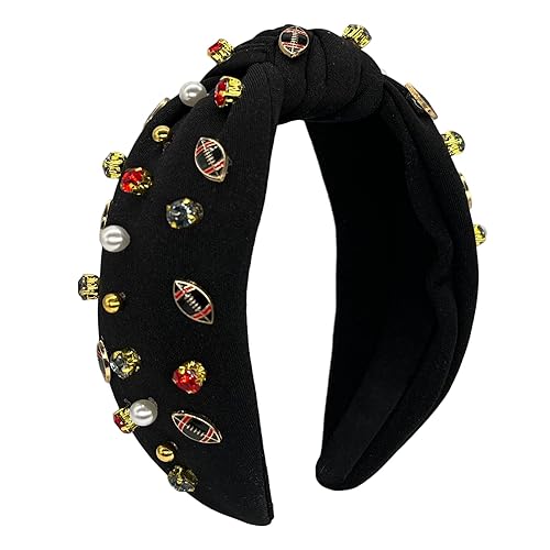 Diadema de fútbol con perlas de cristal anudado para mujer, banda ancha para el pelo de color negro, blanco, rojo, fútbol, deportes, moda, nudo disponible en Yaxa Venezuela