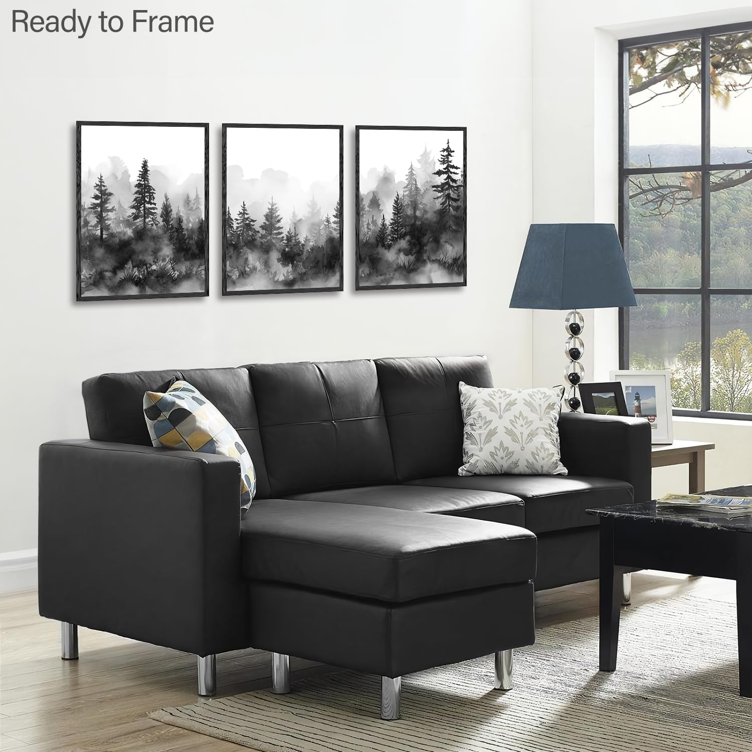 Dazzlewall Misty Forest Mountain Wall Decor Poster Black White Forest Landscape Wall Poster for Bedroom Living Room Decor 12x16 in Unframed Set of 3 - Image 2