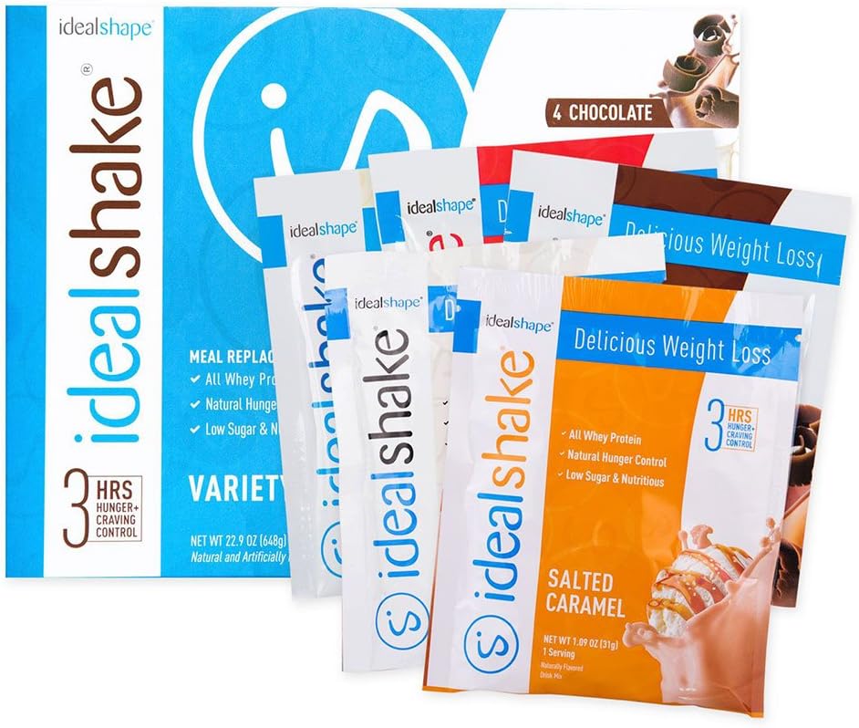 IdealShake Meal Replacement Shakes |11-12g of Healthy Whey Protein Blend | Promotes Weight Loss | 22 Essential Vitamins & Minerals | 5g of Fiber | Variety Pack | 20 Servings