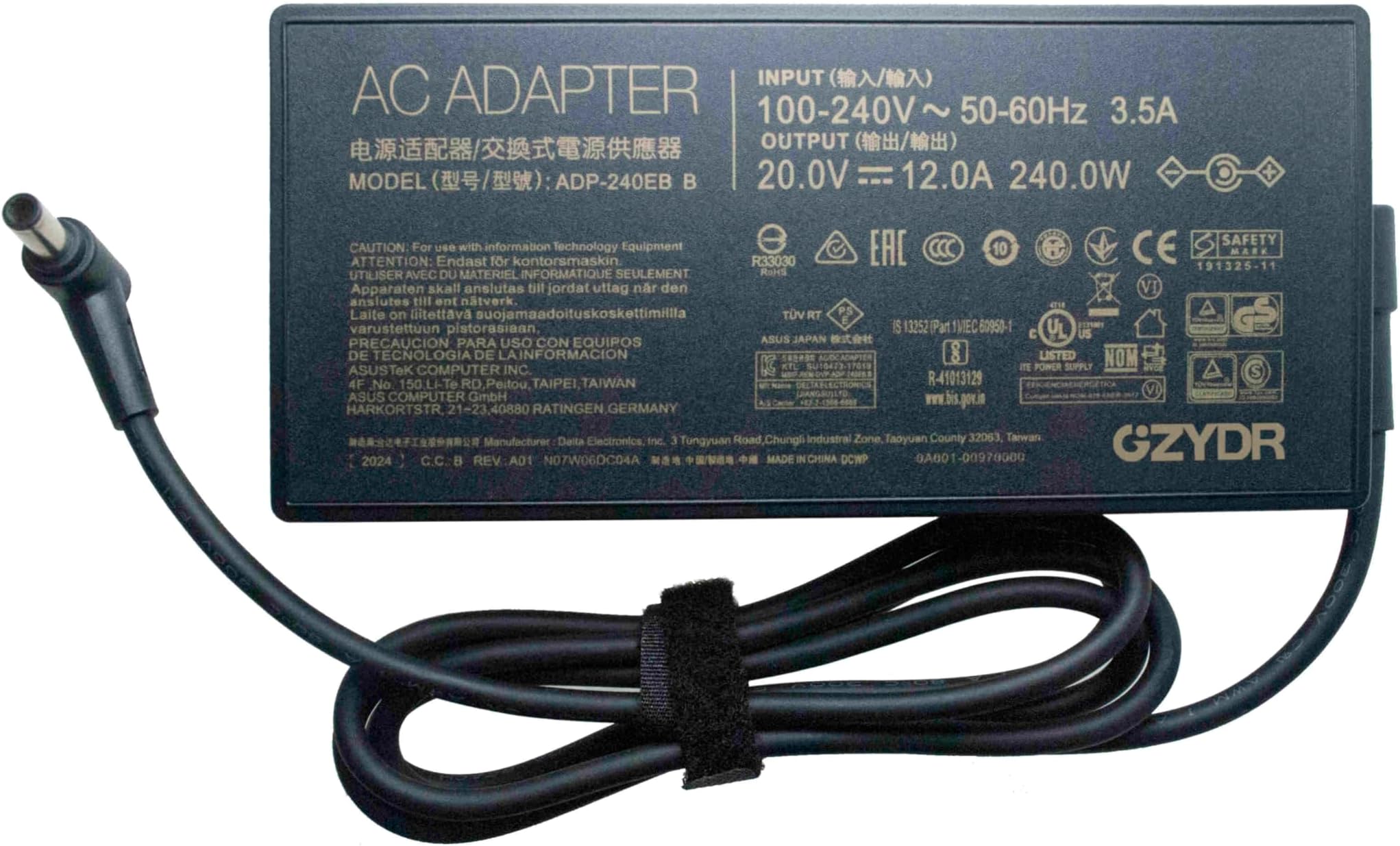 20V 12A A20-240P1A ADP-240EB B AC Adapter Power Supply 240W for ASUS ROG Zephyrus Duo 15 GX550LXS, M16 GU603HM, ROG Zephyrus G14 G15 G16 S15 S17 G533 G533QS G733QM GA4A01Q Gaming Laptop Charger