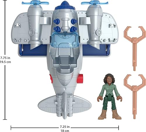 Miniatura 5 de Fisher-Price Imaginext Jurassic World Dominion Kayla Watts Figura y avión de juguete, rastreador de aire con proyectiles para niños preescolares a