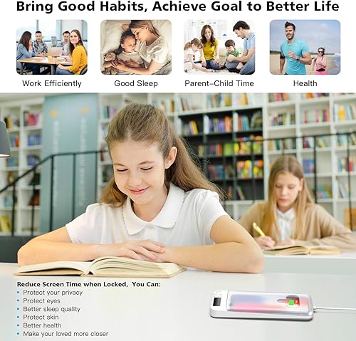 Vista 6 de ySky Timed Phone Lock Box for iPhone & Android - Self-Control Timer to Help Kids & Students Focus Back - Translucent Translúcido (invisible)