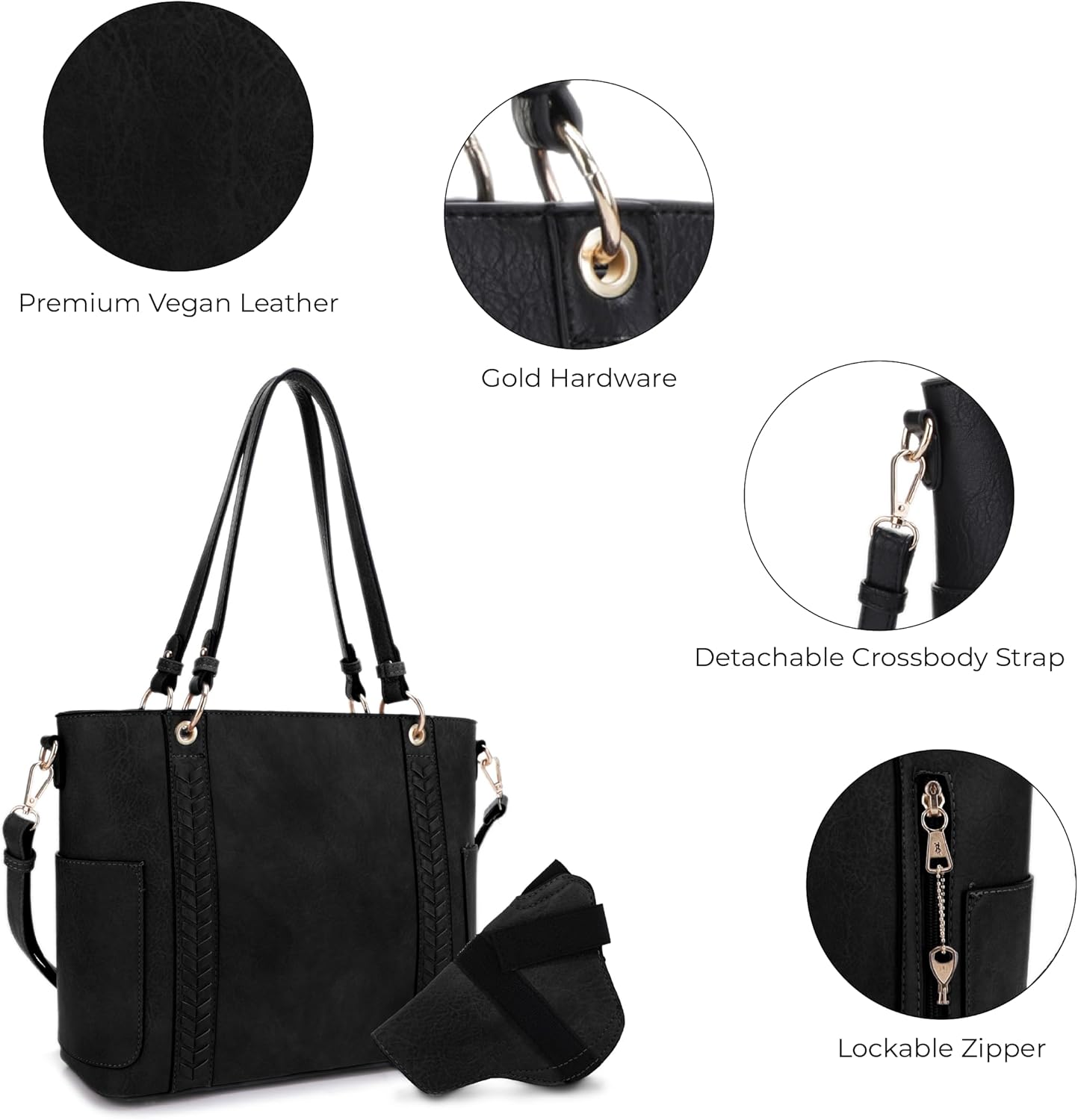 JESSIE & JAMES | Austin Whipstitching Concealed Carry Tote Bag with Lock and Key, Top Handle CCW Purse | Whipstitching, Concealed Carry, with Lock and Key, Top Handle, CCW - Image 3