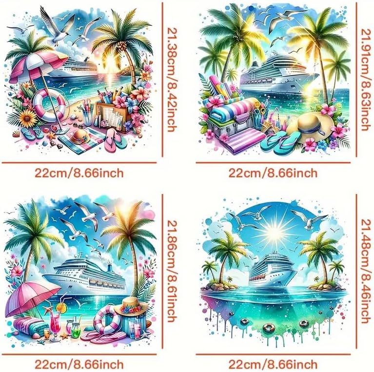 4PCS Tropical Beach Palms Coconut Tree Seagull Iron On Transfers for T-Shirts Rub on Transfers Stickers Vinyl Ready to Press Stickers Iron on Decals for T-Shirts Clothing Hoodie DIY Crafts - Image 4