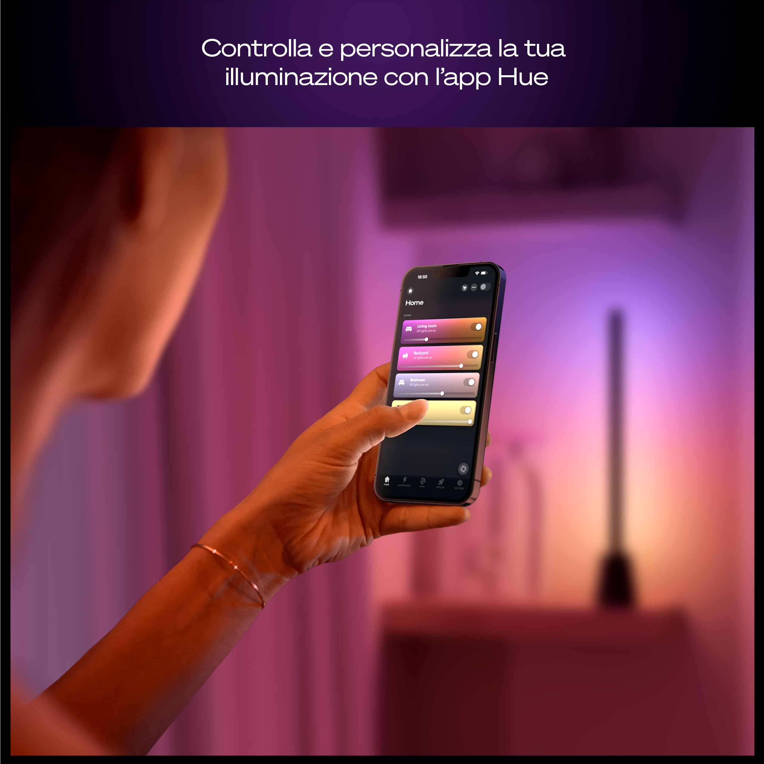 Philips Hue Play, Lampada da tavolo smart LED, 60 cm | Multicolor, RGBWWIC, Barra LED di design, Smart Home, Sincronizzazione TV con Hue Bridge & Sync Box, Compatibile con Alexa