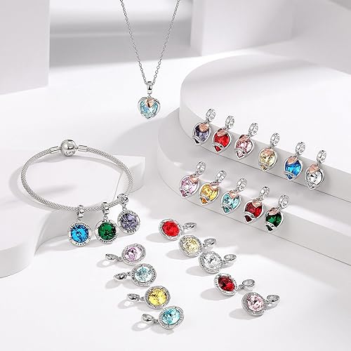 Miniatura 8 de Dijes de piedra natal para pulseras de feliz cumpleaños con forma de corazón para pulseras y collares, regalo de joyería de Navidad para mujeres