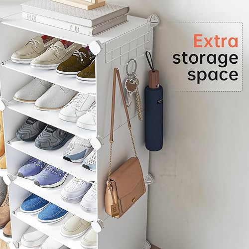 Miniatura 6 de MAGINELS Zapatero de almacenamiento de zapatos, estante de plástico para zapatos, organizador para armario, pasillo, dormitorio, entrada (blanco, 2