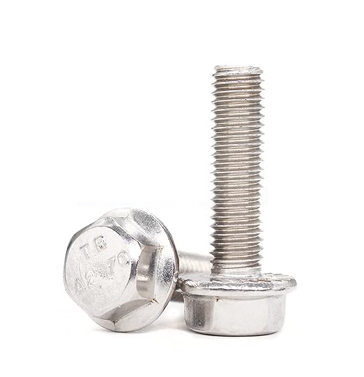 binifiMux 20pcs 1/4"-20 x 1" Serrated Flanged Hex Bolts Flange Hexagon Screws, Stainless Steel 18-8 (304), Plain Finish