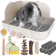 Rabbit Litter Box, Bunny Litter Box, Guinea Pig Potty Trained, Square Small Animal Toilet Potty Pan for Rabbit Guinea Pig Ferret Hamster Chinchilla Grass Green