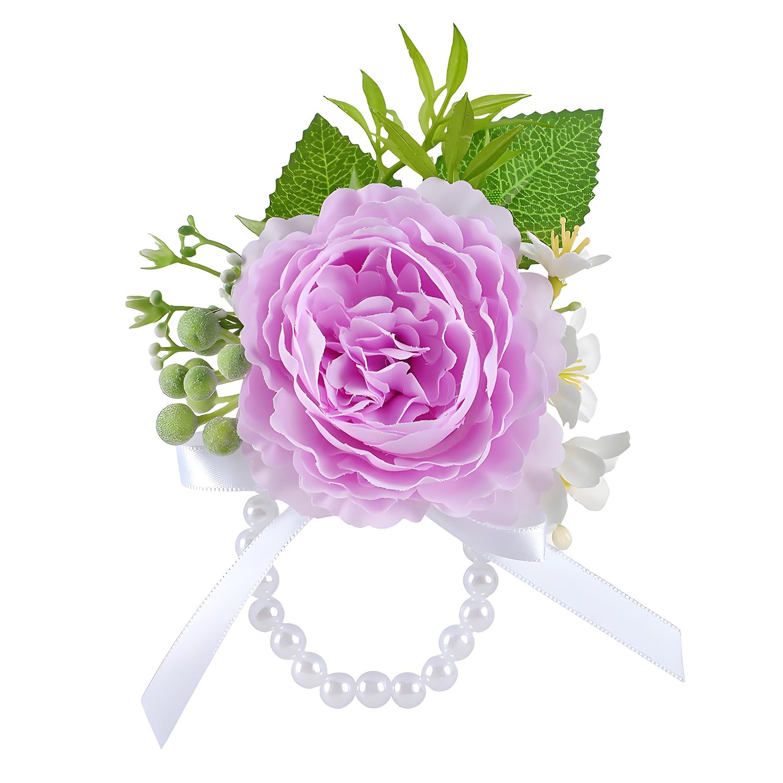 NEWFT Wedding Boutonniere Artificial Rose Wrist Corsage for Bridesmaids Groomsmen Wedding Ceremony Graduation Prom Event