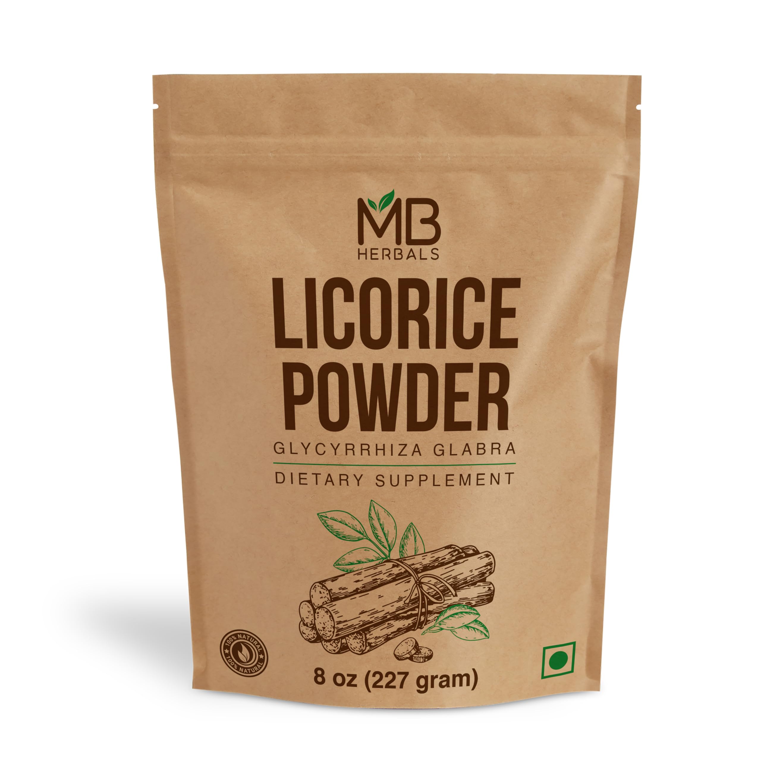 MB Herbals Licorice Root Powder 8 oz / 227 Gram 0.5 lb | Glycyrrhiza glabra Mulethi Yashtimadhu