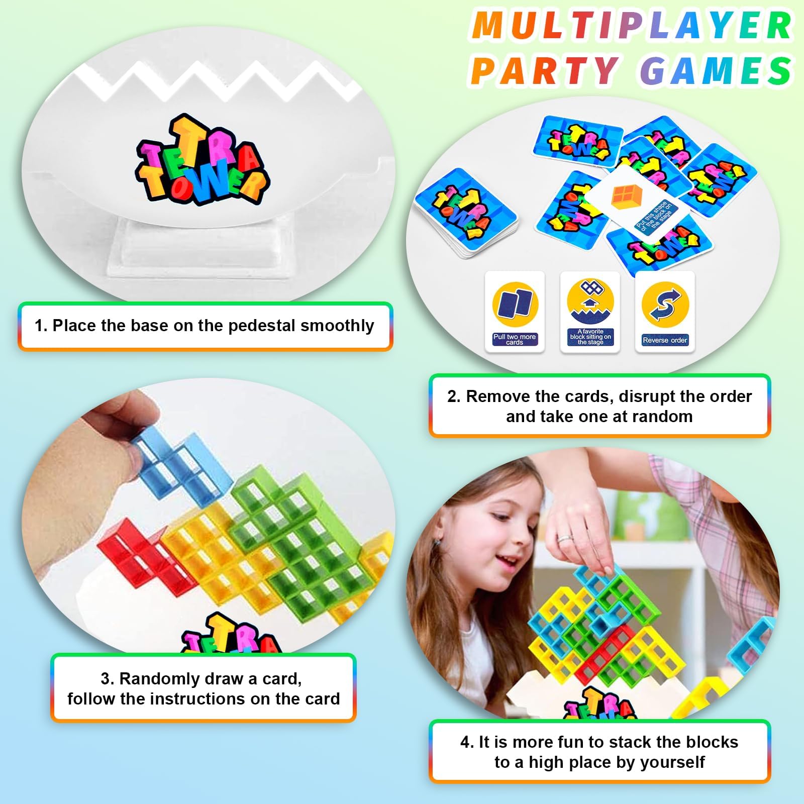 Jadyon 64 Pcs gioco per bambini, Tetra tower, Gioco Stack Attack Giocattolo Impilabile, Montessori Giochi Tower Balance Game Regalo per Bambini e Adulti.