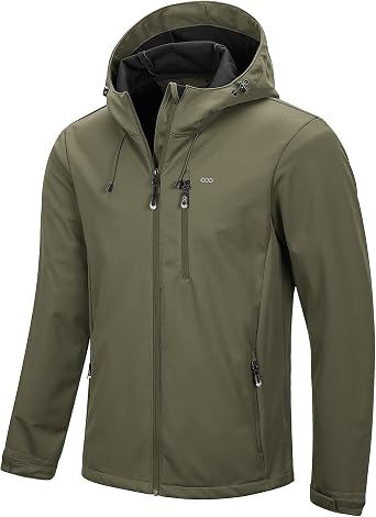33,000ft Mens Softshell Jacket with Hood Waterproof Windbreaker Lightweight Rain Shell Jacket for Outdoor Hiking Travel