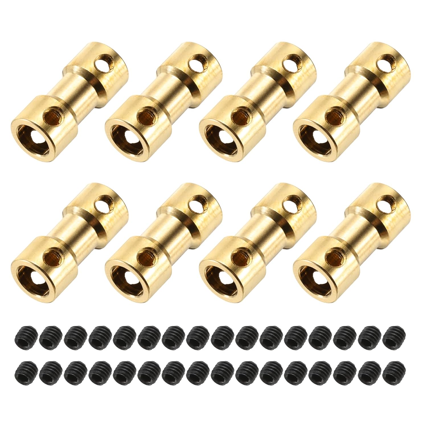 MECCANIXITY 8Pcs 3mm to 6mm Brass Shaft Coupling Joint Connector with Screws Flexible Motor Shaft Coupler for RC Model Car Airplane Motor Wheels Tires Shaft