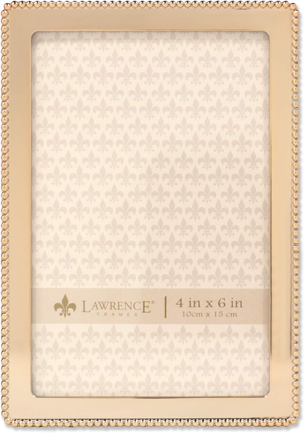 Lawrence Frames Metal Picture Frame with Delicate Outer Border of Beads, Silver, 4x6