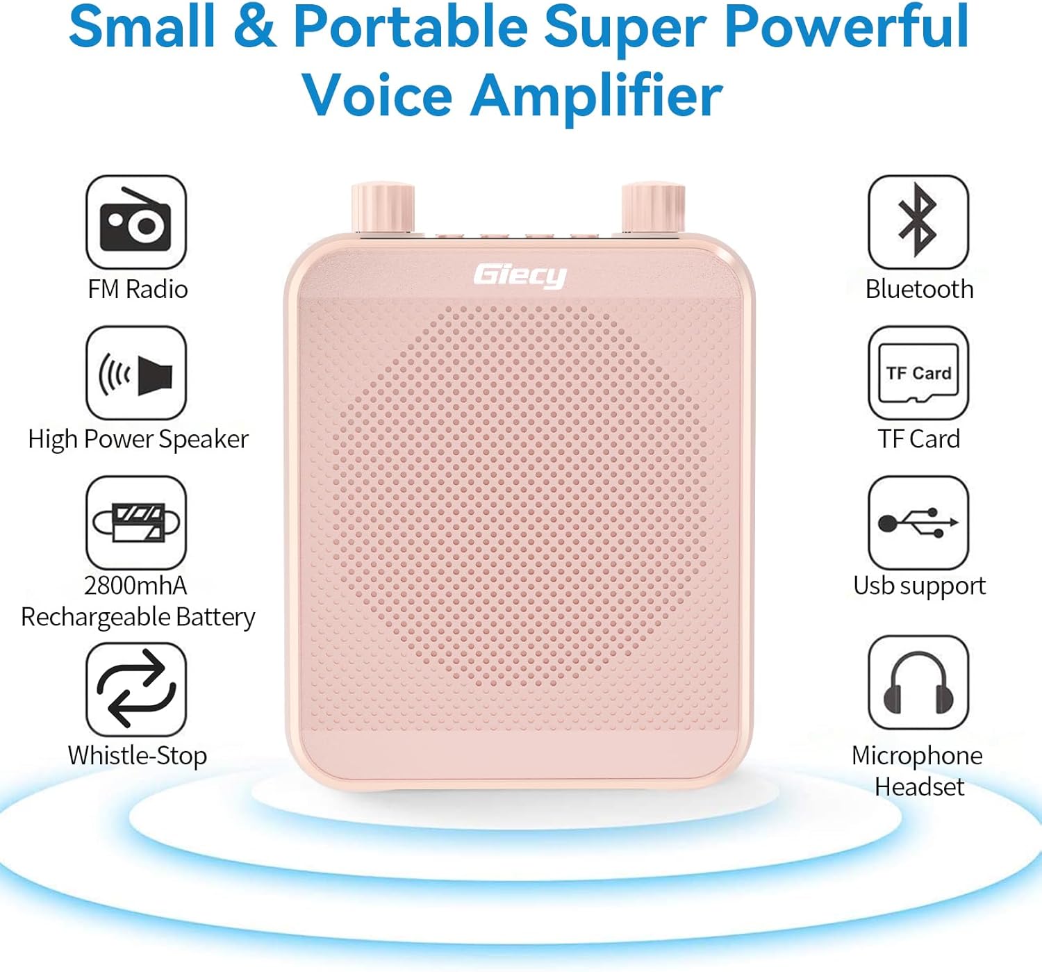 30W Portable Voice Amplifier with Wired Microphone Headset, 2800mAh Rechargeable PA System Speaker Personal Microphone Speech Power Amplifiers Loudspeaker for Teachers/Metting/Tour Guide - Image 2