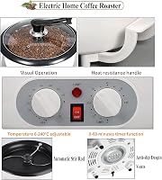 LEONEBEBE Elektromos Kávépörkölő 750g - Professzionális Pörkölőgép Kávébabhoz, Magokhoz, 240°C Állítható Hőmérséklet, Időzítő, Füstmentes, O 4