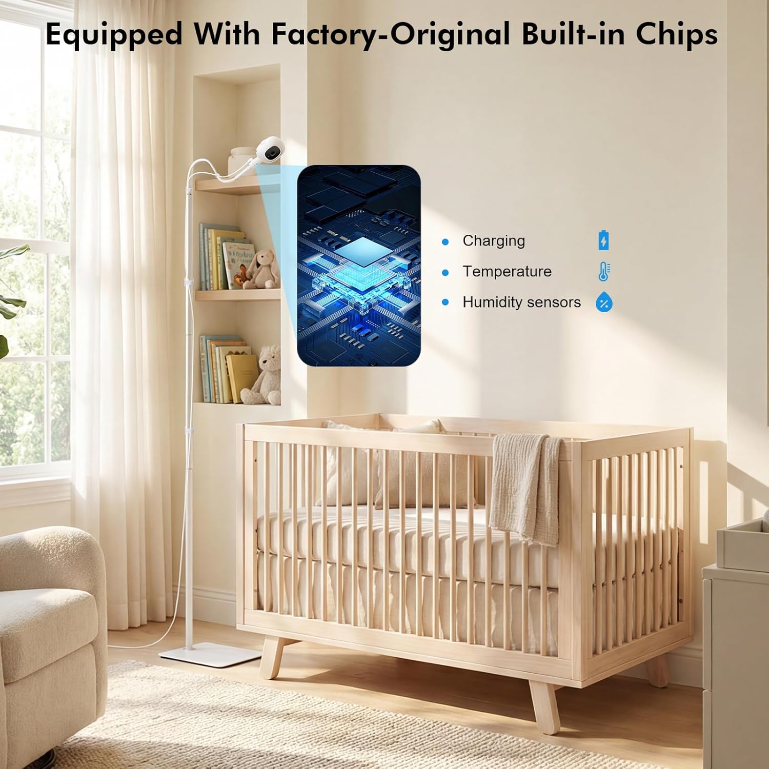 wochel Upgraded Floor Stand for Nanit Pro Baby Monitor, Full Enclosure Cover Nanit Stand with Adjustable Height, Heavy-Duty Baby Monitor Stand No Tools or Wall Damage (Camera not Included)
