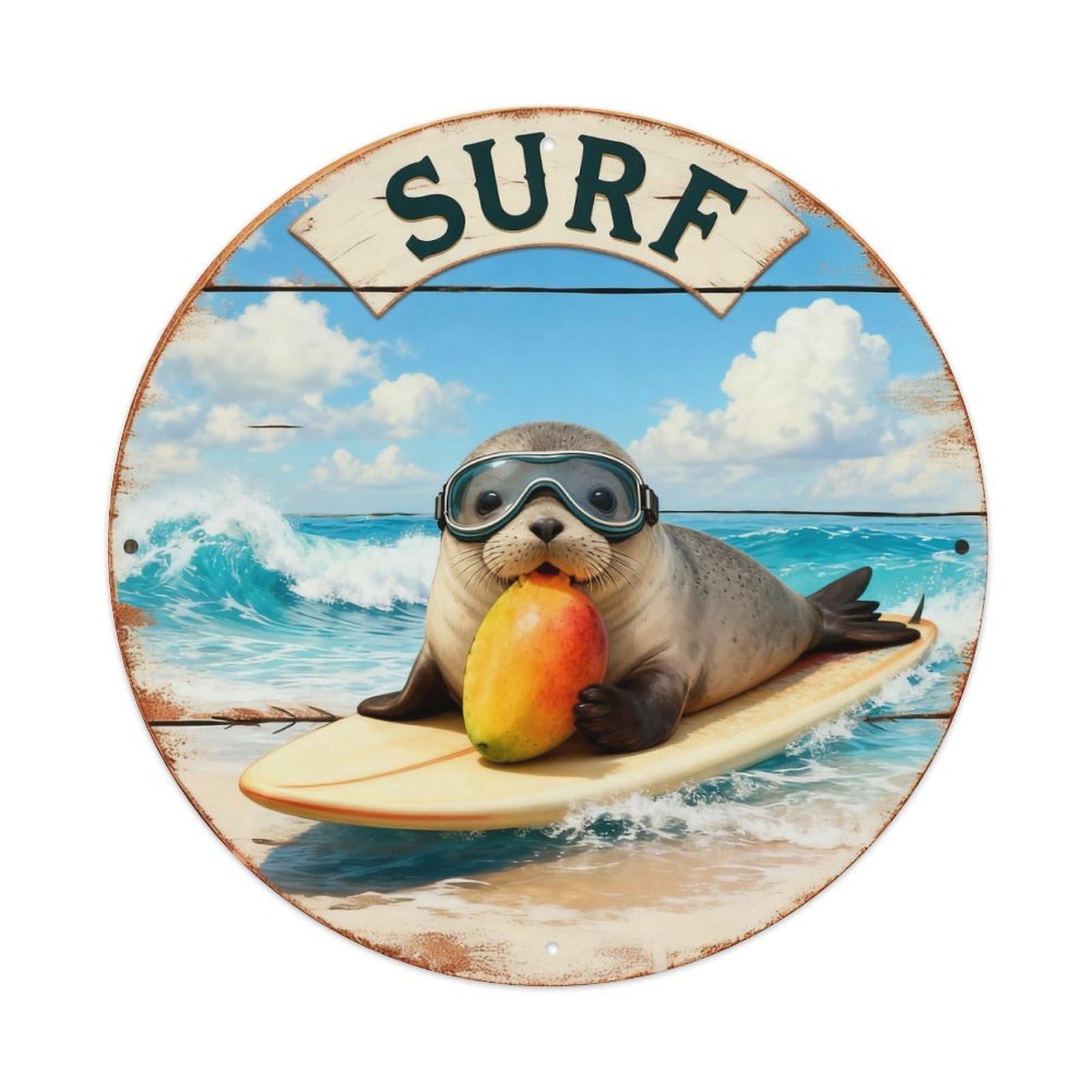 Surf Sign Metal Tin Sign Plaque