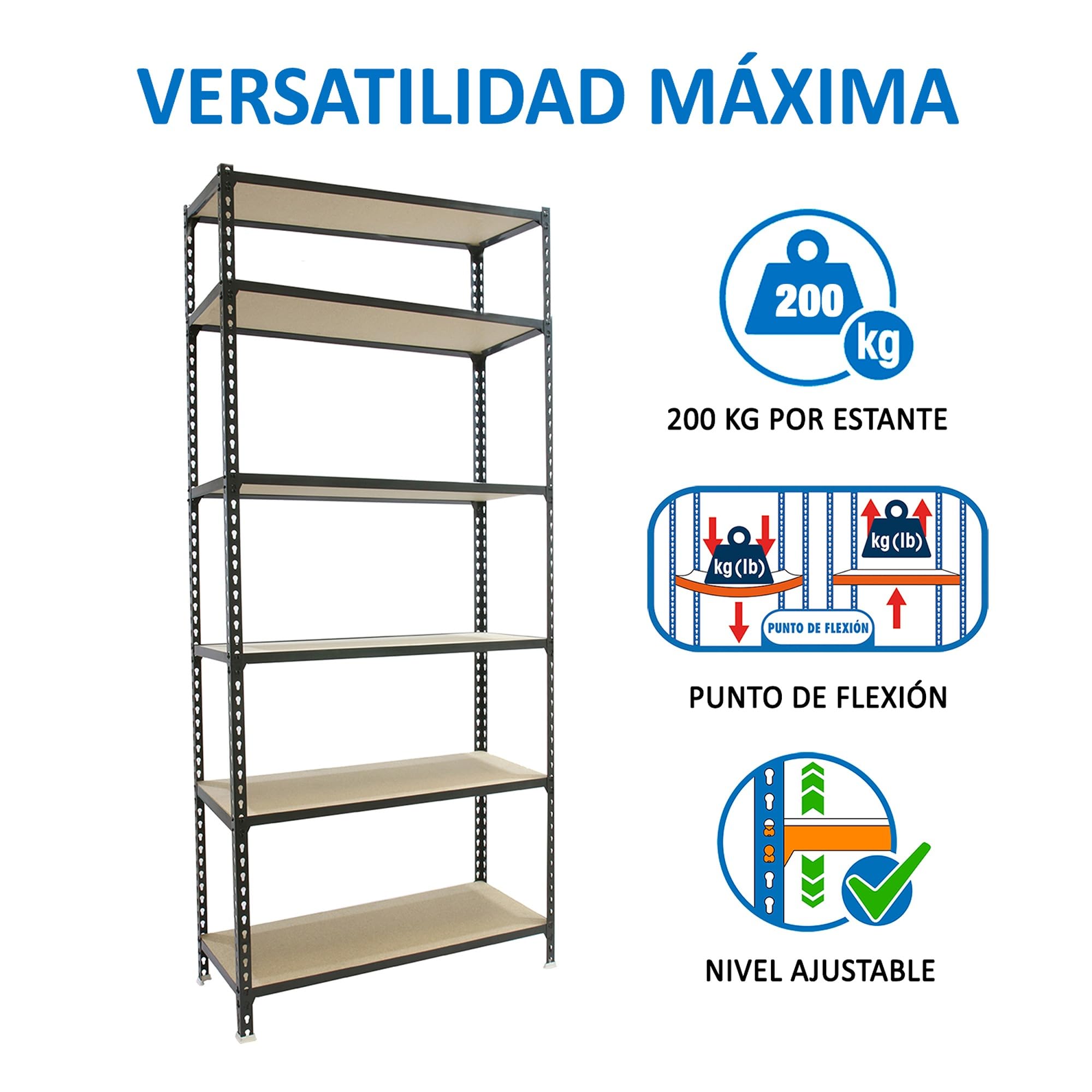 Simon Rack Stellingkast Metaal, 2000x1100x400 mm, Buigpunt 200, 5 Simon Rack Stellingkast Metaal, 2000x1100x400 mm, Buigpunt 200, 5