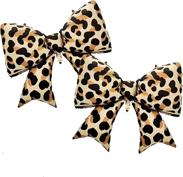 Chictry 3 Pcs Large Bow Balloons Leopard Print Bow Themed Party Decorations Girls Women Cheetah Print Birthday Baby Shower Bridal Shower Supplies