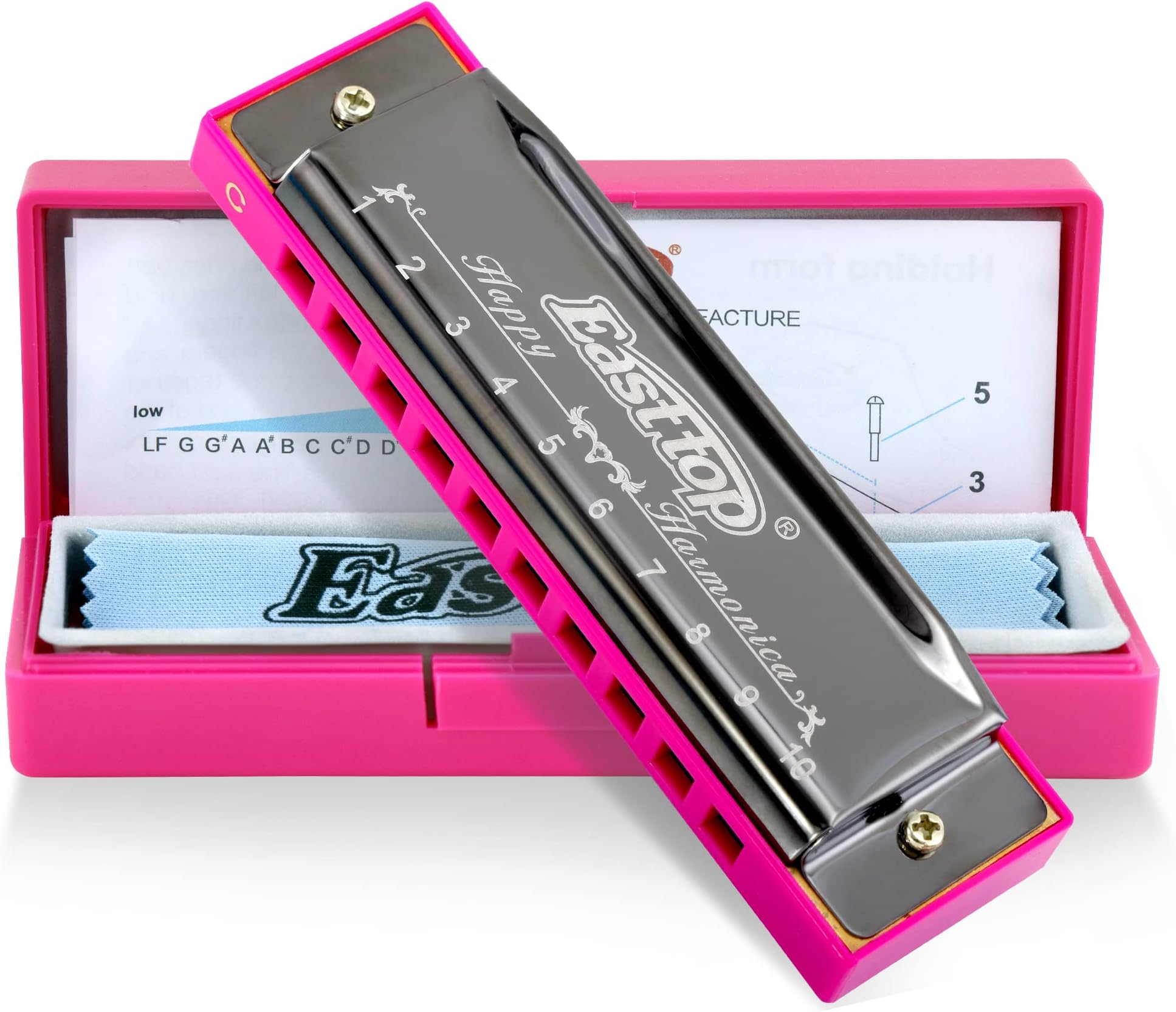 East top Blues Harmonica, Diatonic 10 Holes C Key Happy Harmonica Mouth