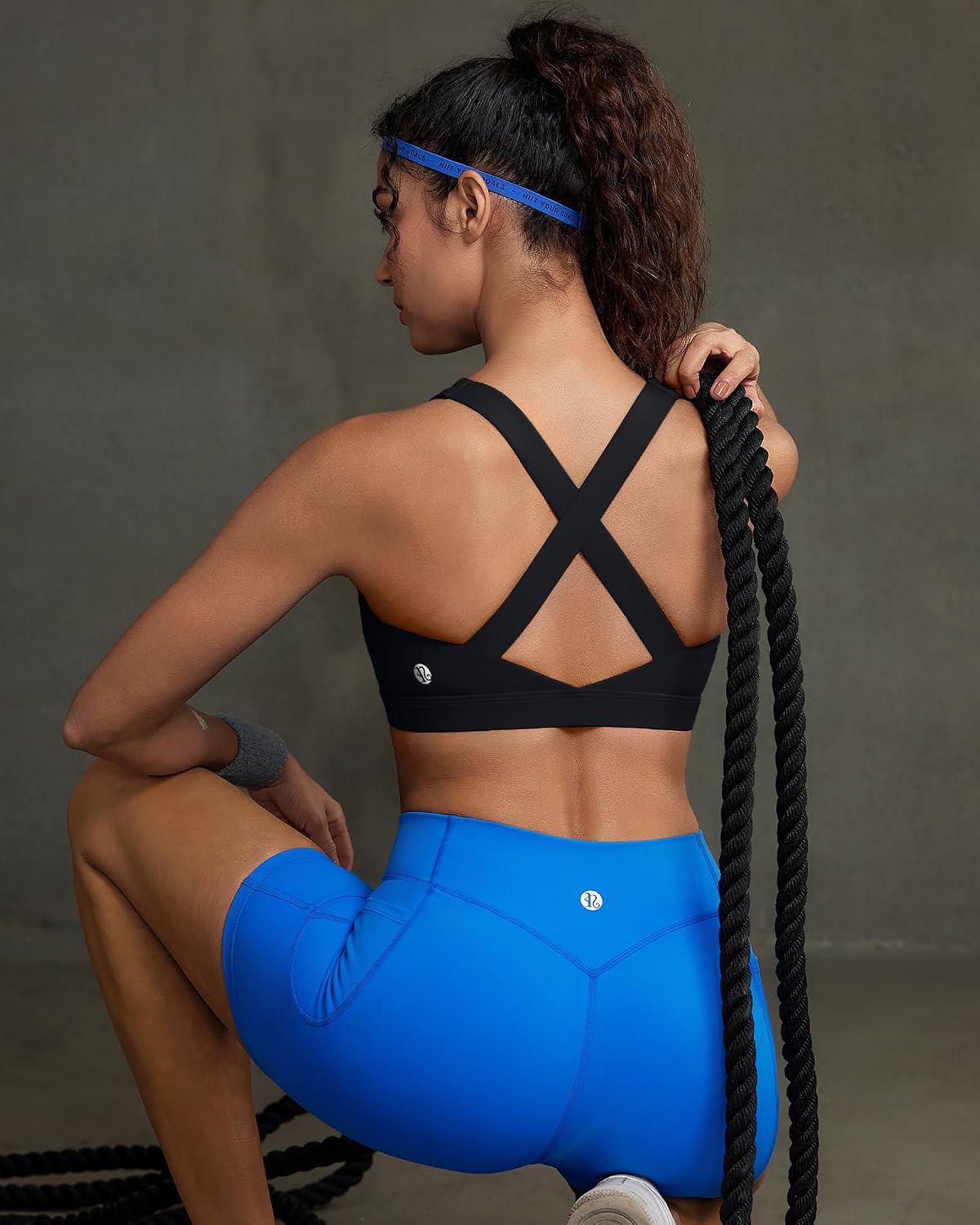 RUNNING GIRL Sports Bra for Women,Strappy Running Supportive High Impact Sports Bra with Sewn in Pads
