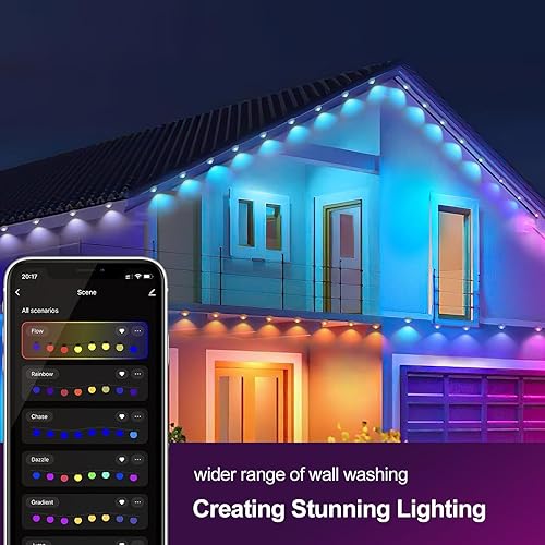 Miniatura 4 de Luces permanentes para exteriores de 100 pies, luces LED RGB con aplicacióncontrol remoto, más de 60 modos de escena dinámica, iluminación exterior
