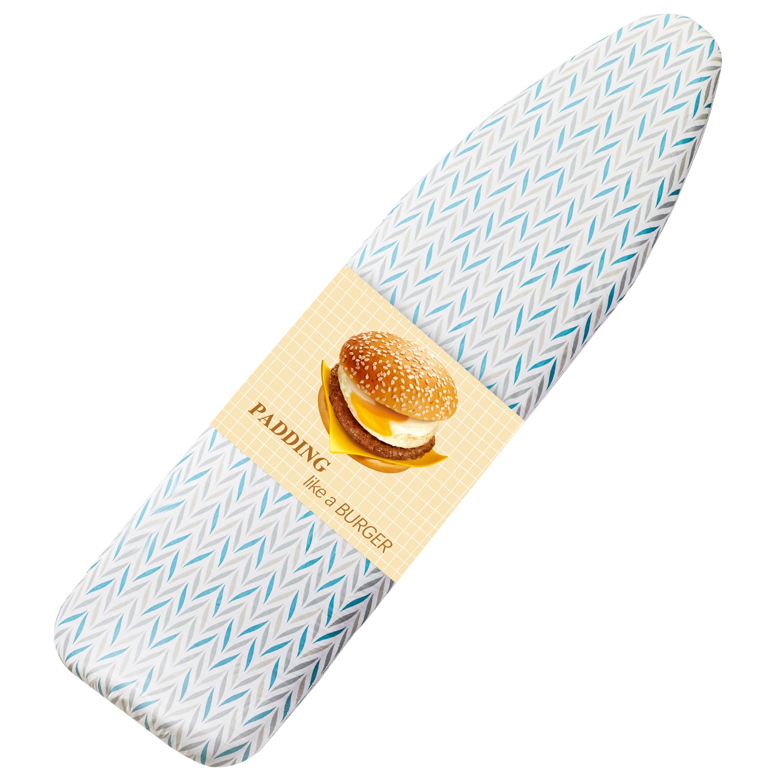 BNDX Ironing Board Cover and Pad - Large Silicone Coating, Scorch Resistant Padding,Extra Thick Heavy Duty Padded 4 Layers, Bongee Cord Edge,2 Click Buckles for Smooth Iron, Summer Willow 18x49