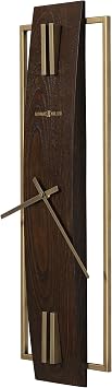 Howard Miller Harwood II Oversized Wall Clock 625-741 – Satin Espresso Finish & Antique Brass Finish Details, Rectangle Frame, Modern Home Décor, Quartz Movement