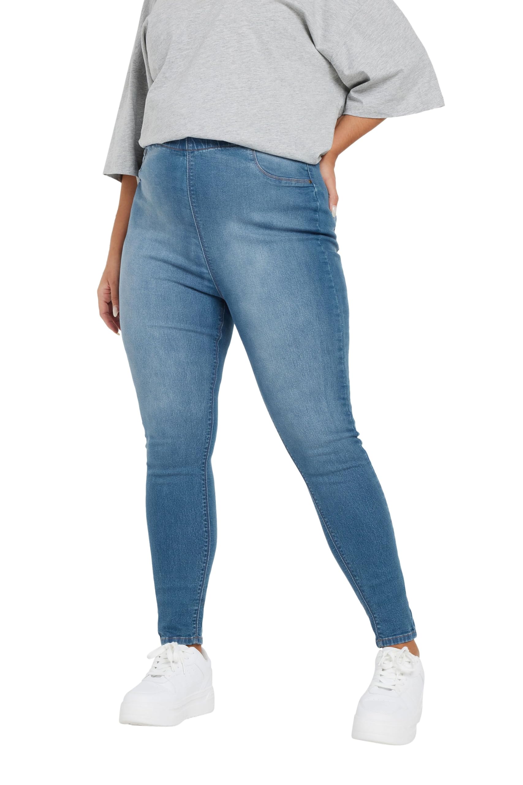 Yours Women's Pull On Stretch Jenny Jeggings Jeans in Blue | Size: 22R