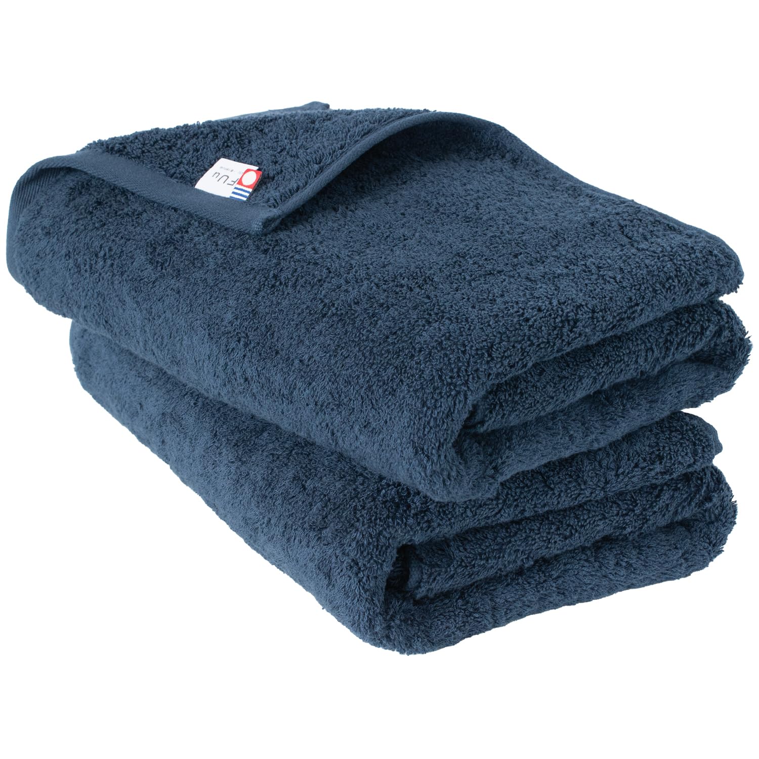 Bloom Imabari FUU Bath Towel Set of 2 Navy Fluffy Thick 24x49in Japan