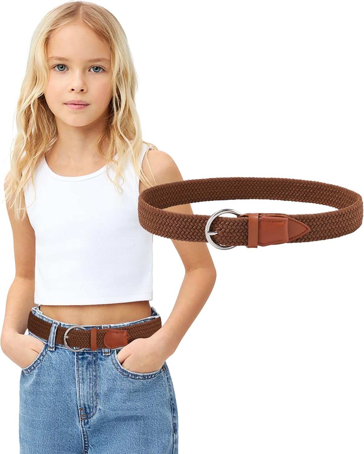 AWAYTR Girls Stretch Braided Belt - Kids Golf Softball Belt for Girls Aged 3-18 Years