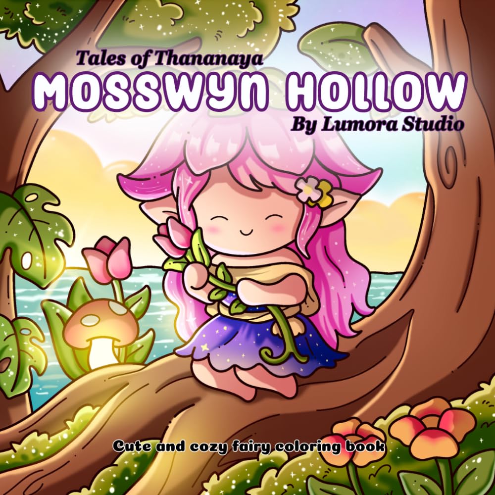 Mosswyn Hollow: a cozy fairy coloring book with bold and easy pages for relaxation and stressrelief. for teens and adults