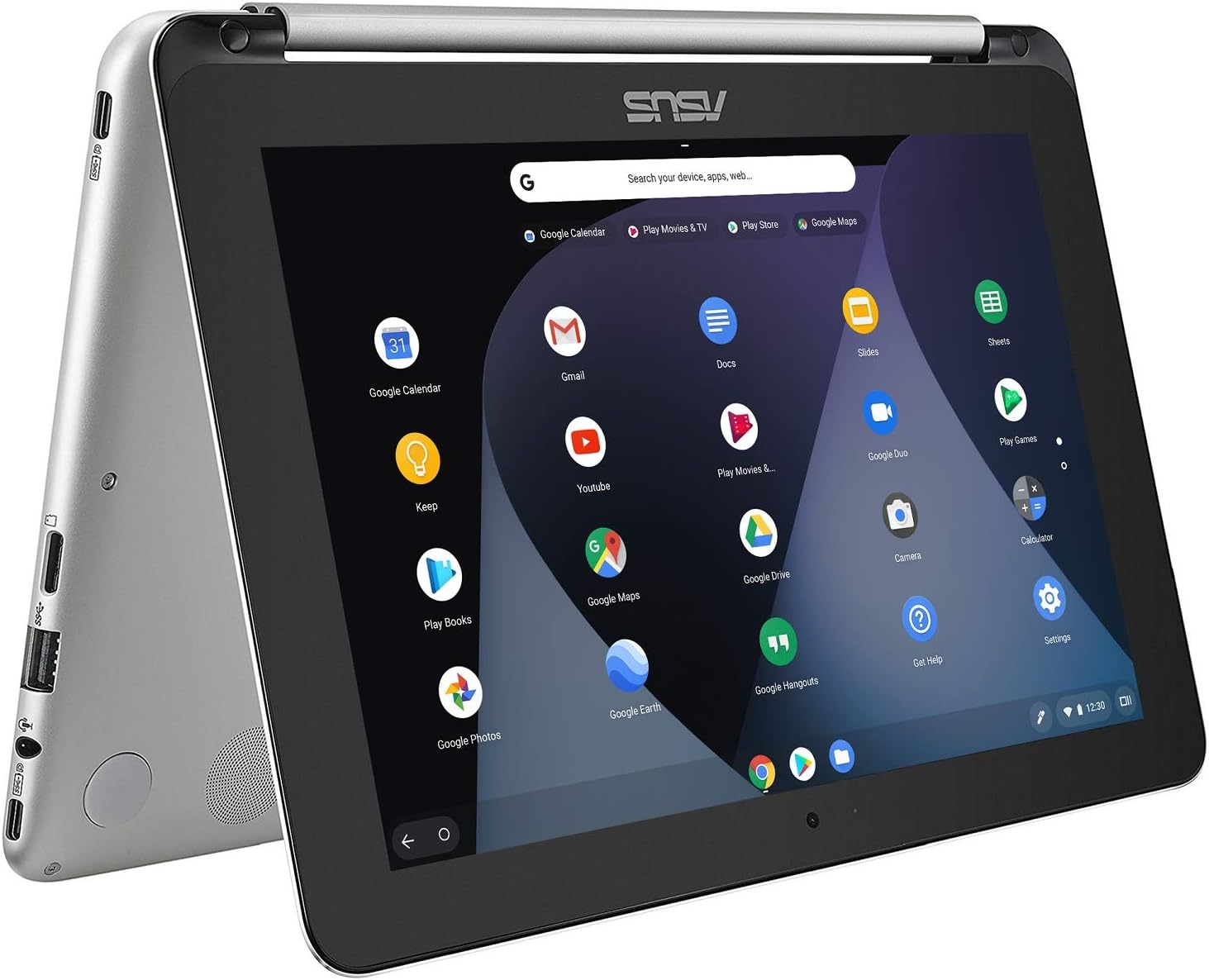 ASUS C101PA-FS002 10.1 Inch Touchscreen Chromebook Flip - (Silver) (OP1 Processor, 4GB RAM, 16GB eMMC, 10.1 360-Degree Rotatable Touchscreen, Chrome OS)