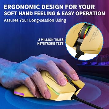 Gaming Mouse, Wired Gaming Mouse with RGB Backlit, 7200DPI Adjustable, PC Gaming Mice with 7 rogrammable Macro Buttonsg, Ergonomic Mouse Gamer for PC, Desktop, Mac,Laptop, Chromebook.