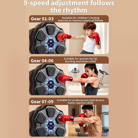 Music Boxing Machine for Adults, Bluetooth Smart Boxing Training Machine, Wall Target Punching Workout for Home Office Gym Fitness Equipment ﻿