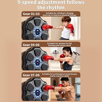 Music Boxing Machine for Adults, Bluetooth Smart Boxing Training Machine, Wall Target Punching Workout for Home Office Gym Fitness Equipment 