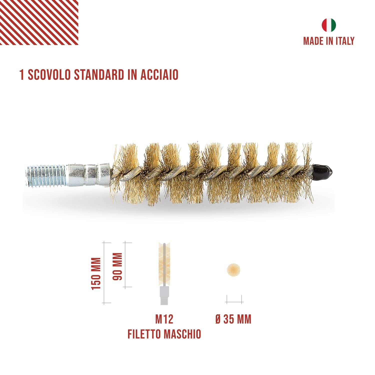 Scovolo Canna Fumaria Acciaio 130mm - Kit Pulizia Camino BARETTO - Foto 4
