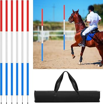 Arrowbash 6 Pcs 6FT Pole Bending Poles for Horses, Adjustable Equestrian Sports Training Equipment for Horses, Agility Poles for Soccer Football Dog