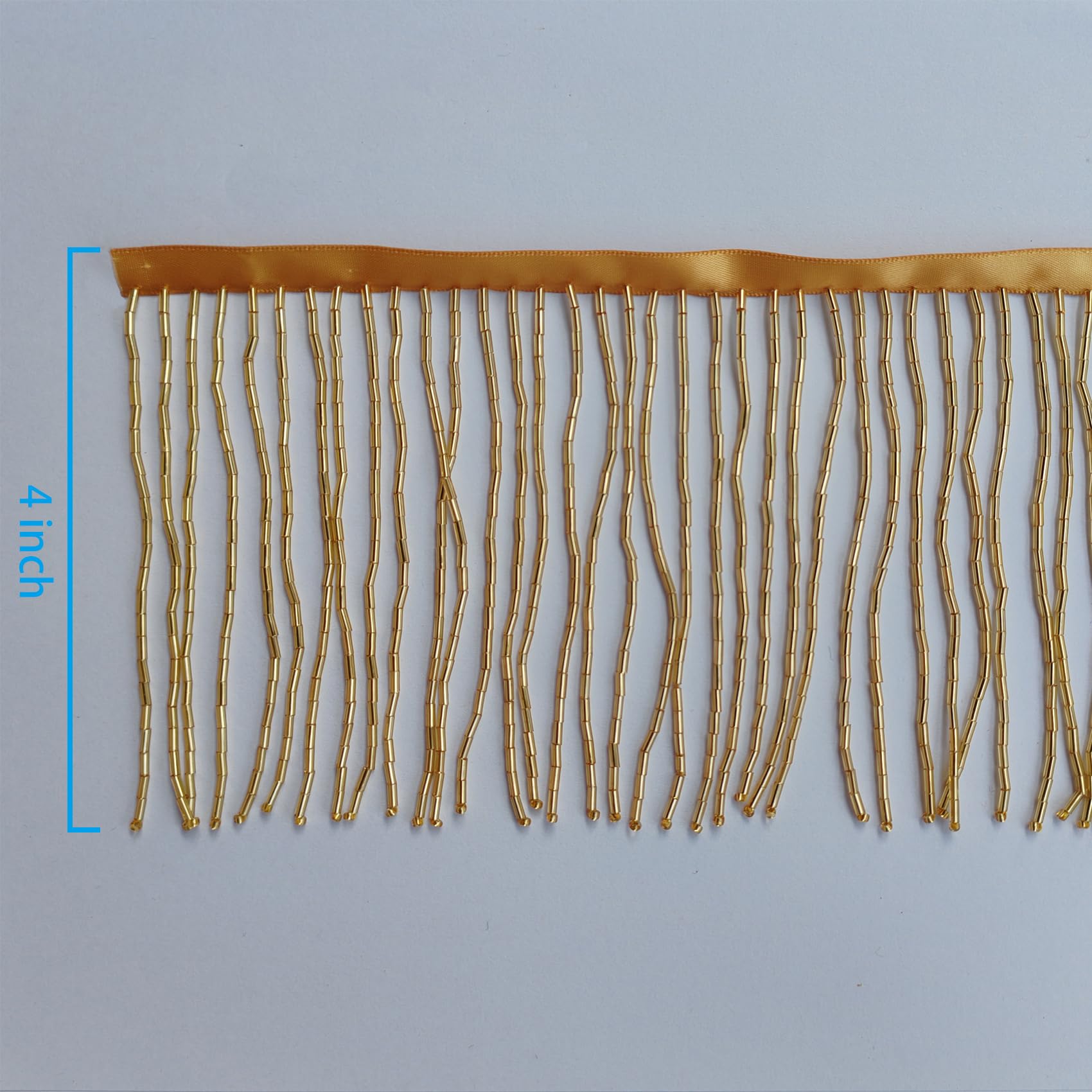 Perlen-Fransenborte, 10,7 cm breit, 2 m lang, Gold