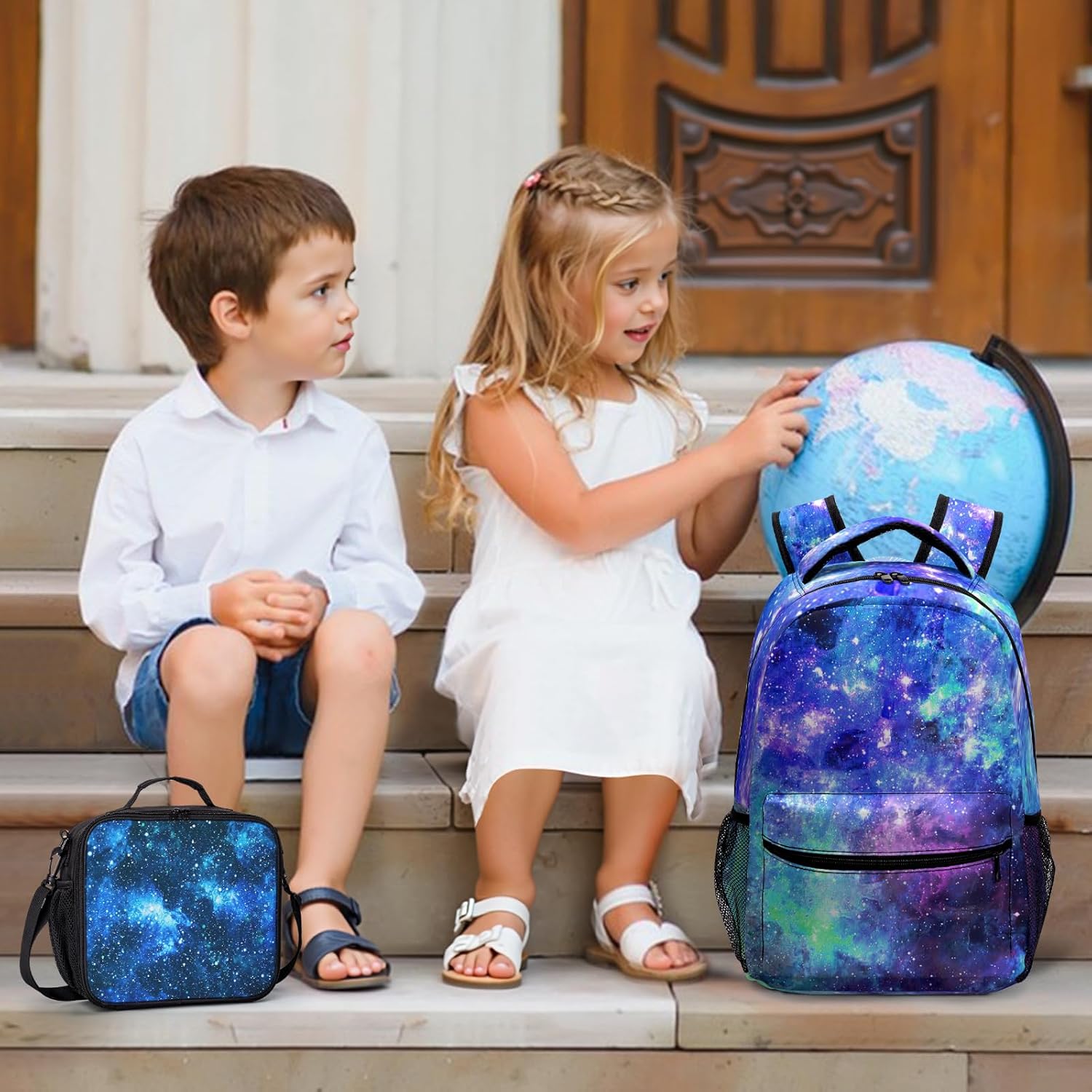 Galaxy Kids Backpack for Girls Boys Blue Purple Starry Sky Bookbag Universe Space Elementary Primary School Bag Lightweight Children Back Pack for Preschool Kindergarten - Image 7