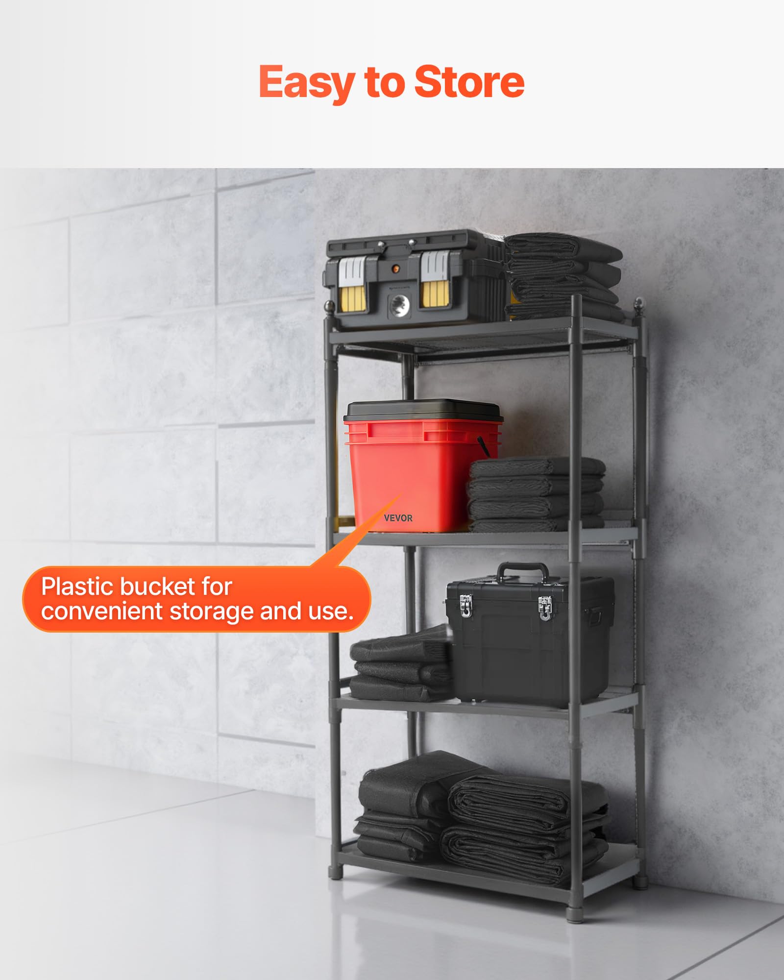 VEVOR Barrera Antiinundaciones 5 Piezas Bolsas contra Inundaciones 306x15,5 cm Dispositivo de Protección contra Inundaciones con Cubo de Plástico, Activado por Agua, para Puerta Garaje Entrada Sótanos